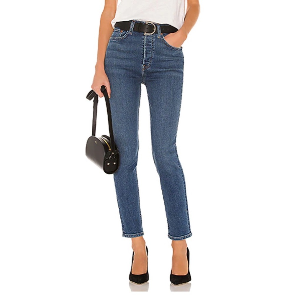 RE/DONE Ultra HighRise Ankle Crop, 26 Medium Fade